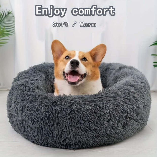 Cozy Plush Round Dog Bed - Furulais